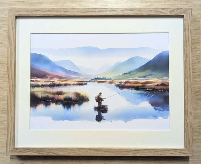 &#039;Casting the fly&#039; - Framed art print