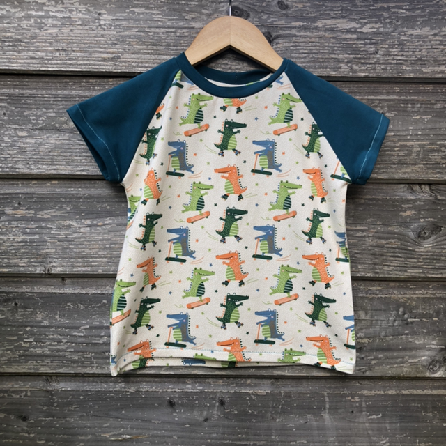 T-shirt manches courtes «Crocos skate et Bleu pétrole» 