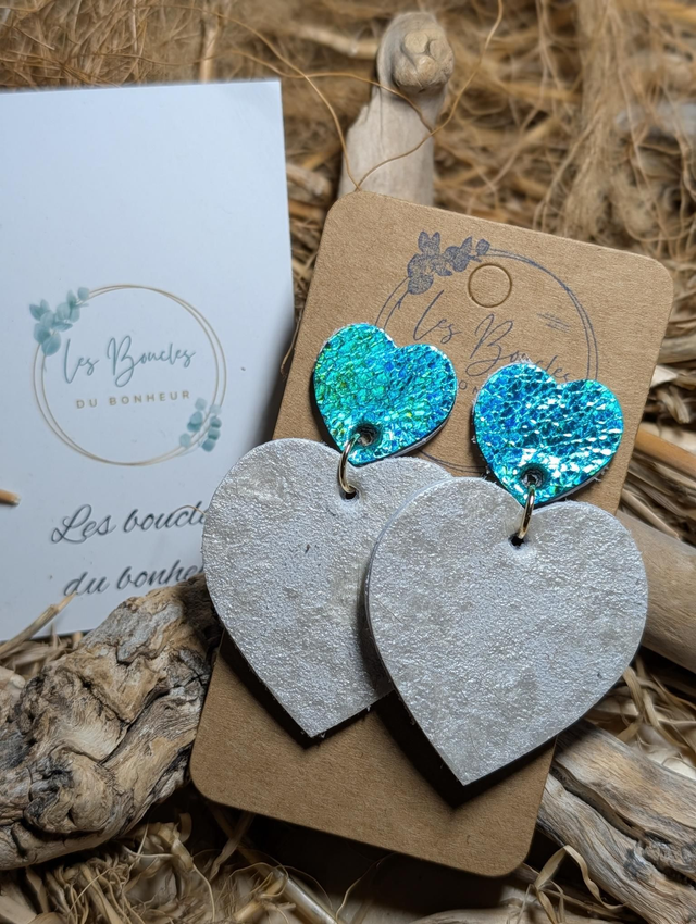 Boucles d'oreilles Louise blanc turquoise lo156