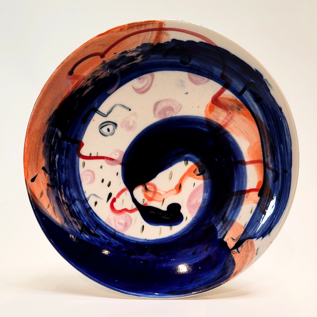 Petite assiette spirale Bleue