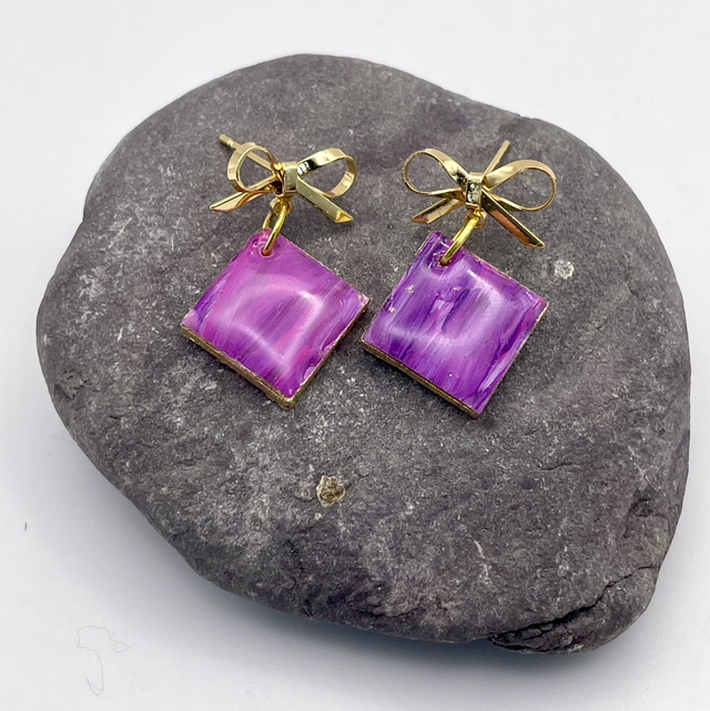 Amethyst bow earrings 