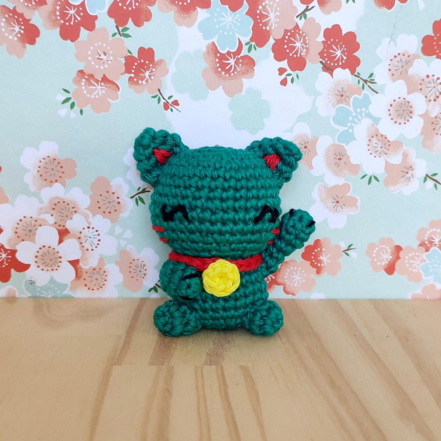 Porte-clé Maneki Neko - vert