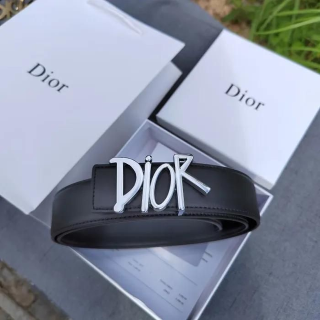 Ceinture  DR en cuir véritable pour homme avec boucle coulissante de 38 mm, noire, 105-125 cm

