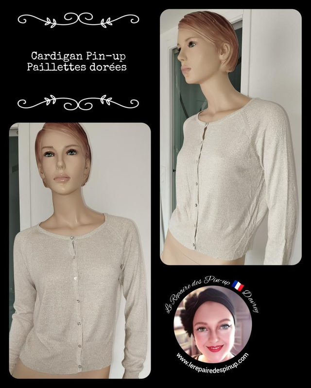 Cardigan Pin-up Paillettes Dorées T42/44