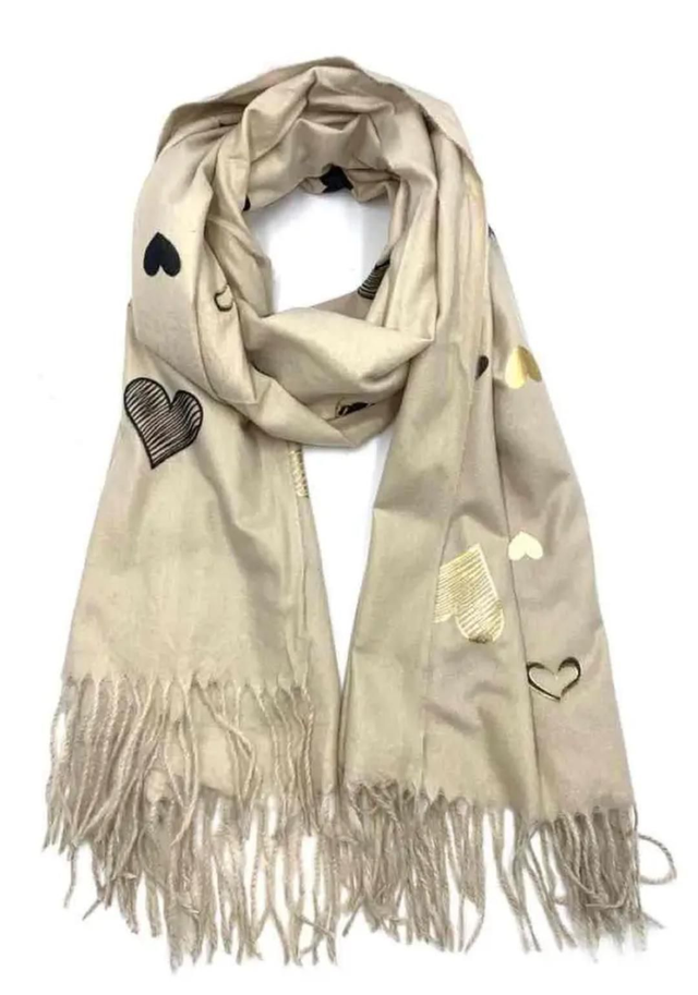 Sciarpa crema cuore