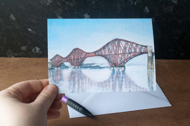 Forth Rail Bridge Greetings Card/Mounted Print (blank inside)