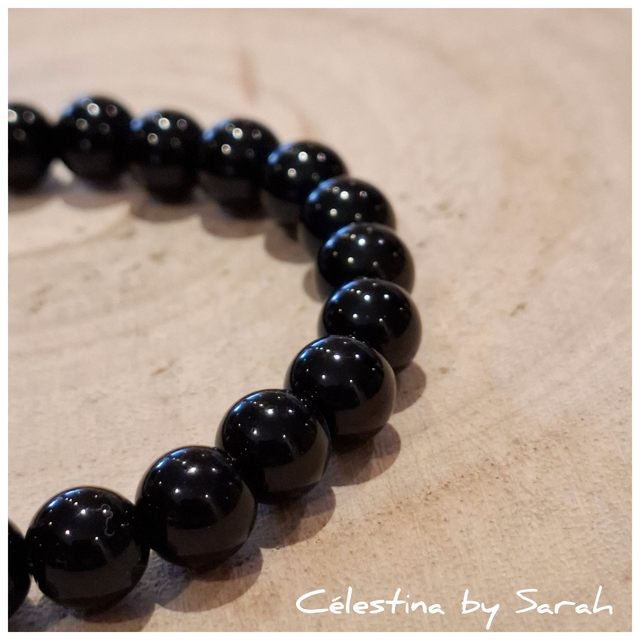 Bracelet Tourmaline noire 8mm Taille Homme