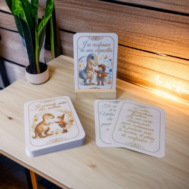 📚 Papeterie - Cartes d'affirmations positives Dinosaures