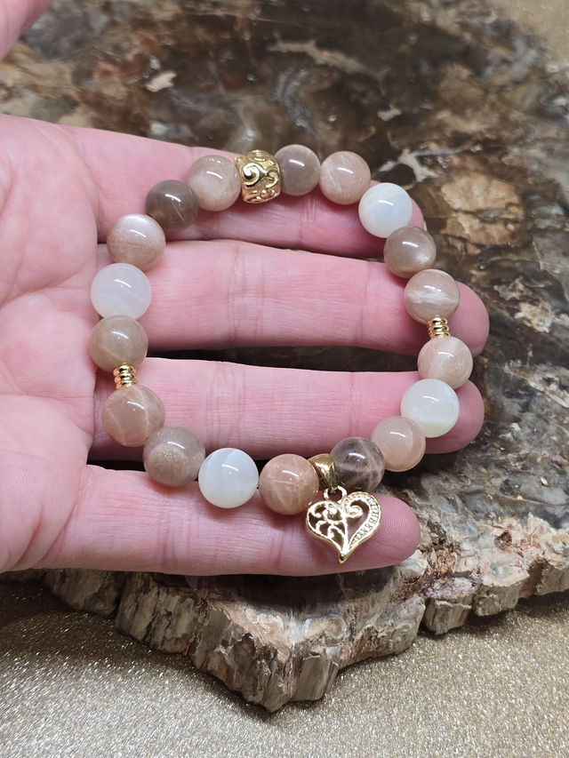 Bracelet Pierre de lune multicolore en 1 cm