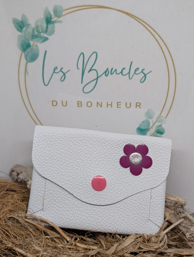 Porte monnaie blanc violet 