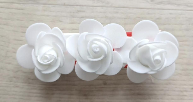 White Satin Roses French Barrette Hair Clip 