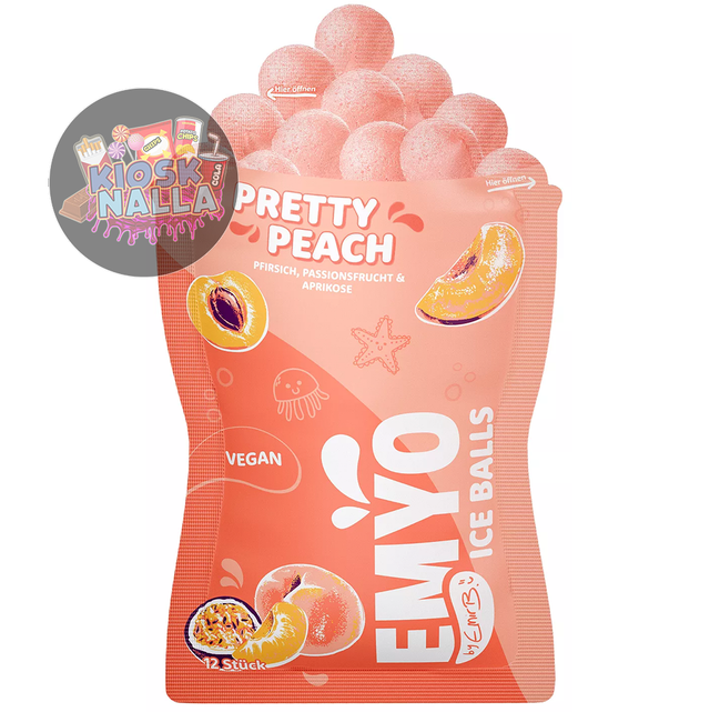 EMYO Ice Balls 12 Eisbälle mit Fruchtgeschmack, Pfirsich, Passionsfrucht & Aprikose