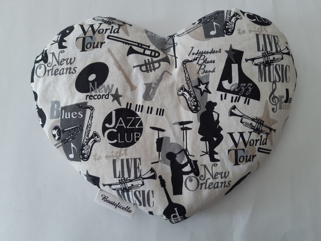 Bouillotte Cœur &quot;JAZZ N&amp;B&quot;