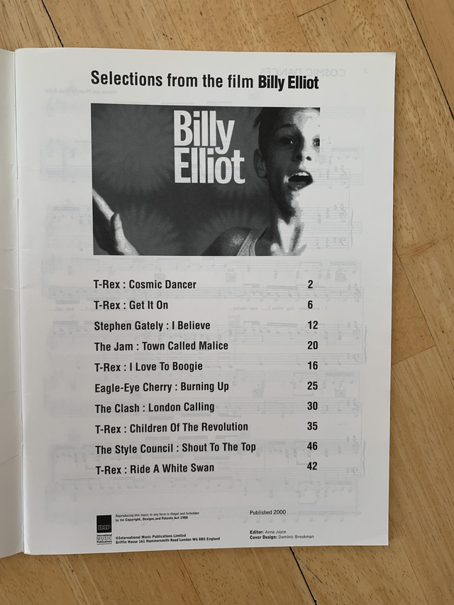 Billy Elliot Selections from the film, Piano Vocal Guitar