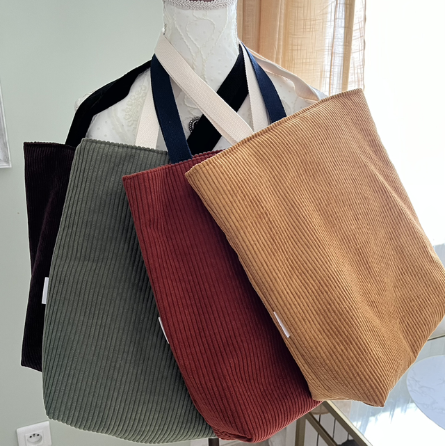 Sac cabas en velours côtelé 