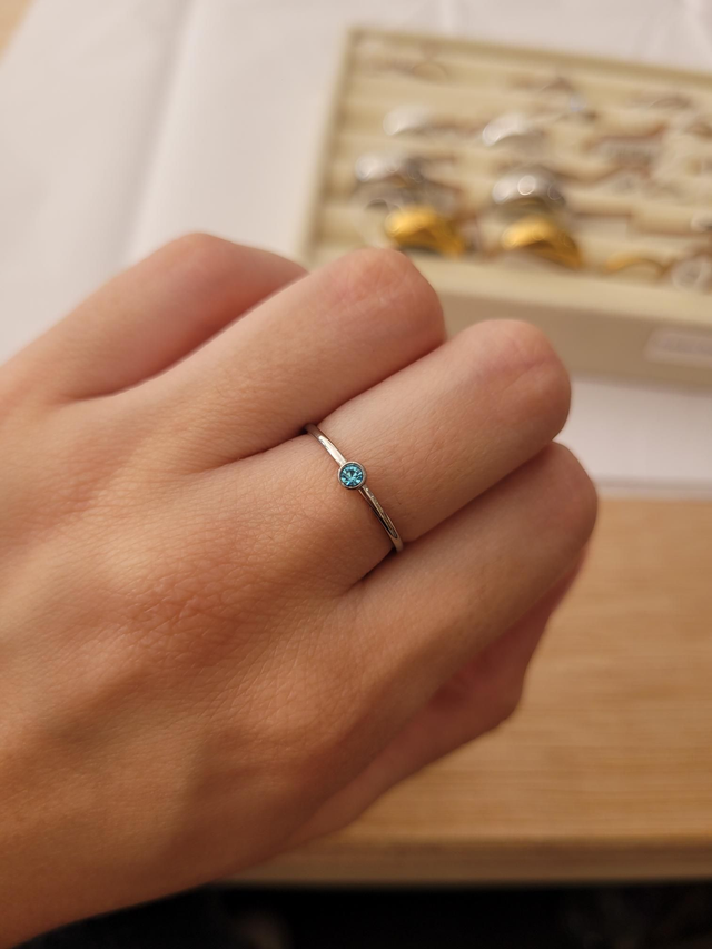 Stainless steel birthstone ring - December - Size J - SL-035