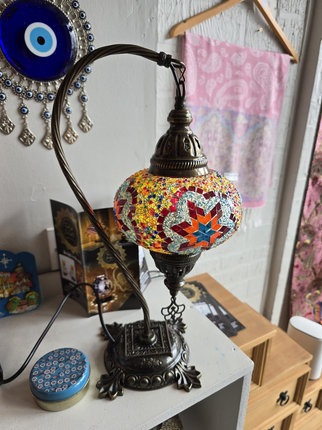Large Mosaic Swanneck Table Lamp