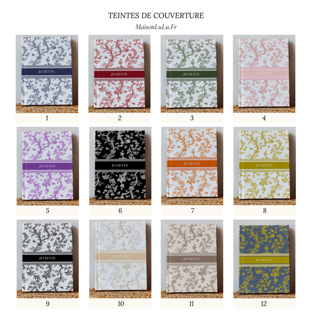 Carnet personnalisé motif toile de Jouy