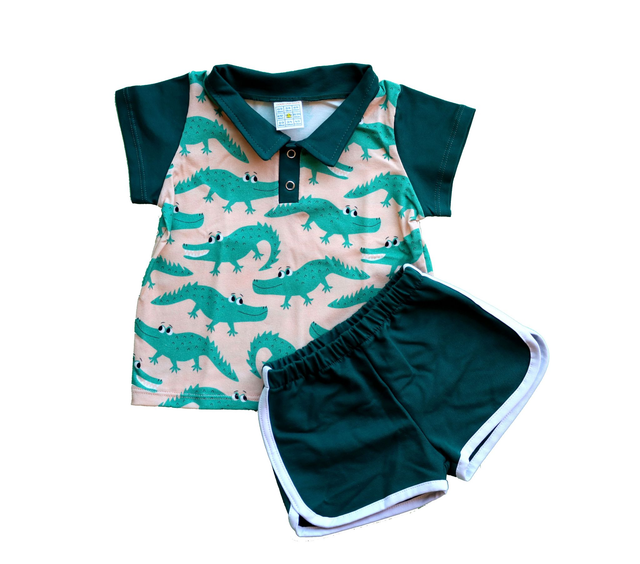 Conjunto Algodón orgánico Cocodrilos