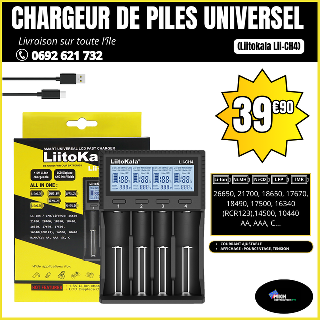 CHARGEUR DE PILES UNIVERSEL - LiitoKala®