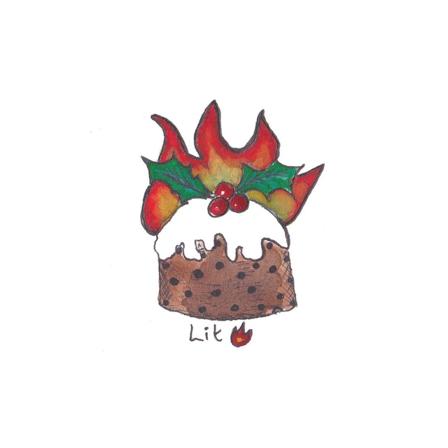 'Lit' Christmas Pudding Card