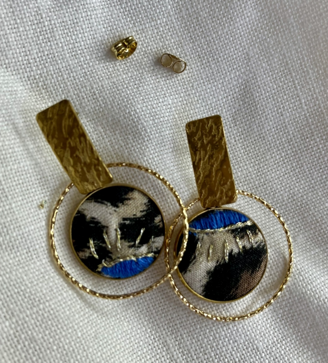 Boucles d’oreilles *Aurore* léopard/bleu