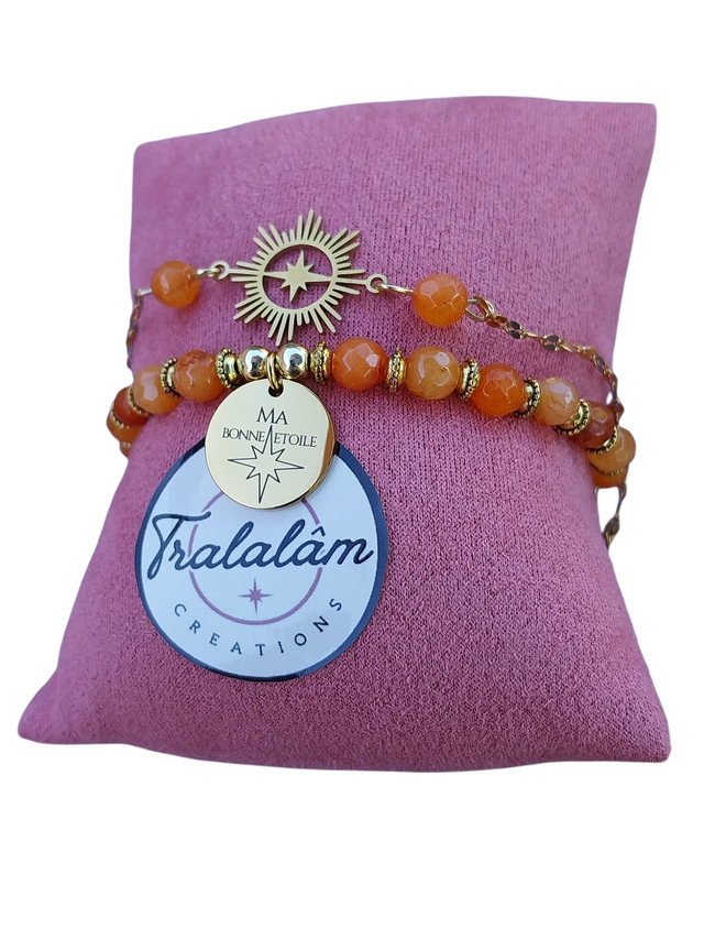 ✨Ensemble bracelets pierres de calcédoine orange MA BONNE ETOILE ✨(70BRA)