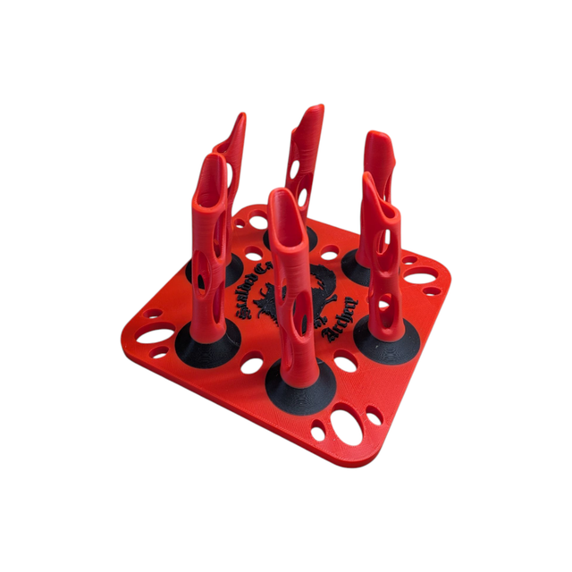 6 Arrow Fletching Stand/ Ground Quiver Flo Red and Black 