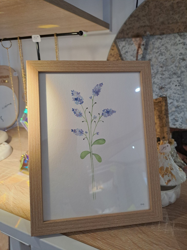 Affiche florale aquarelle · "Le myosotis" 