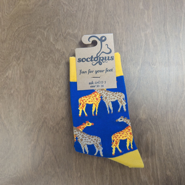 Giraffe Socks- Child 12-3, Royal blue/orange