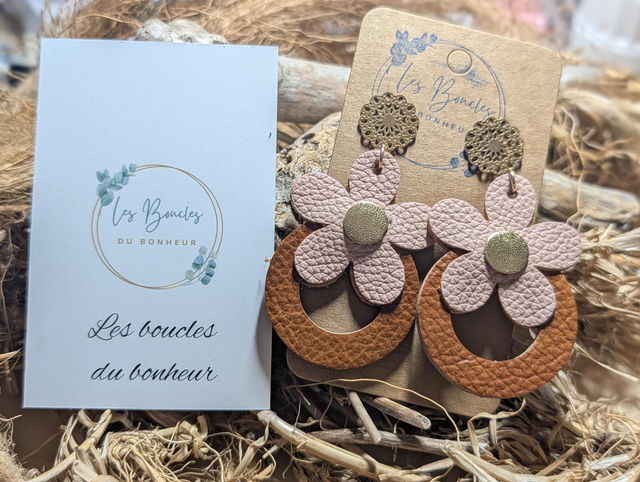 Boucles d'oreilles Baby Marguerite vieux rose bm017