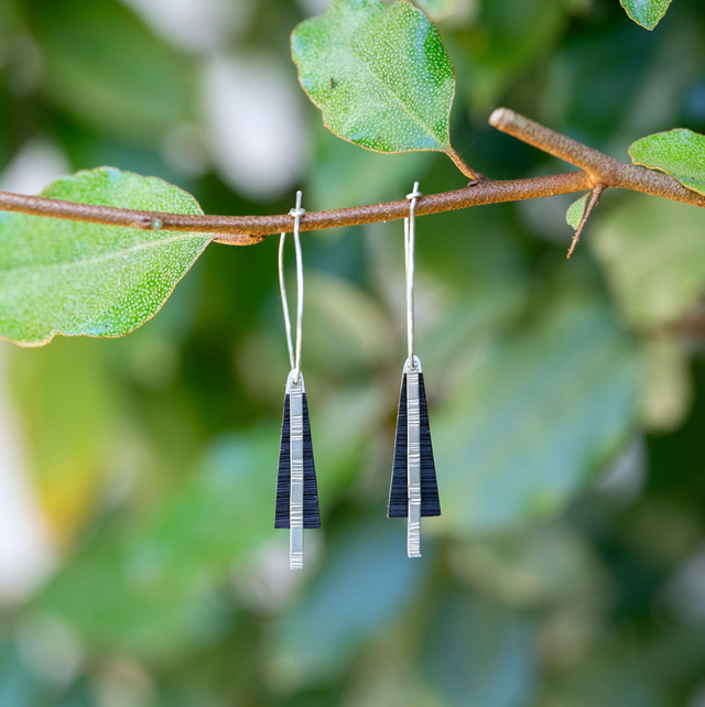Boucles d'oreilles Tria - Argent, noir