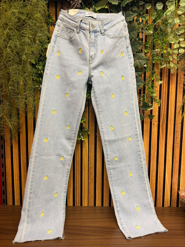 Redial straight leg jeans met citroentjes