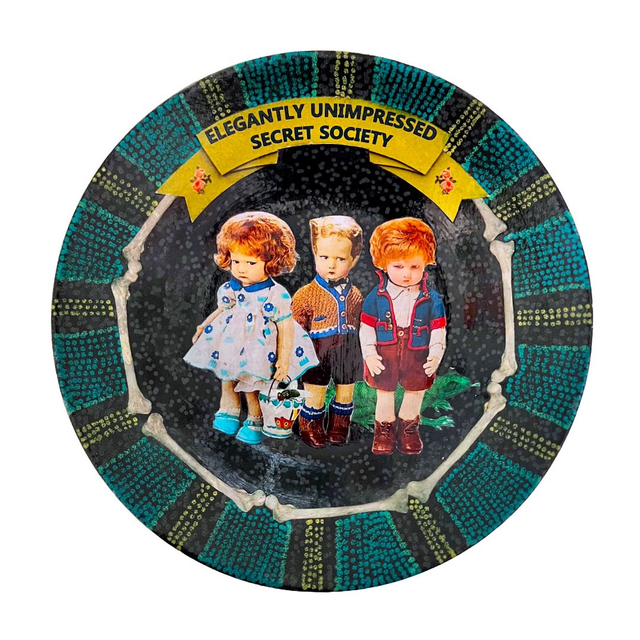 Black Upcycled Wall Plate - "Elegantly Unimpressed Secret Society" by House of Frisson