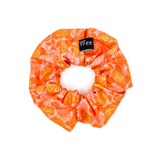Rightsized Scrunchie - Orange Metallic Gold Rose