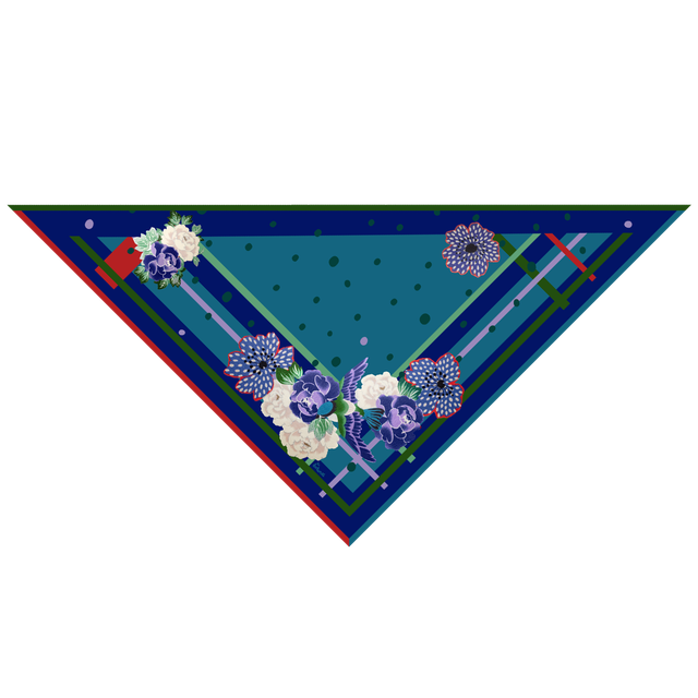 Foulard Châle Mésange - Laine, Soie et Cachemire - Bleu Canard