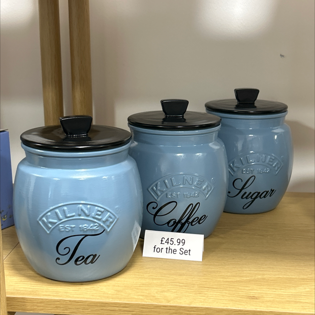 Sea Blue Kilner Jars Black Lids 0.8 litre jars