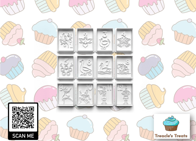 Twelve days of Christmas Theme Fondant/cookie stamps with cutters