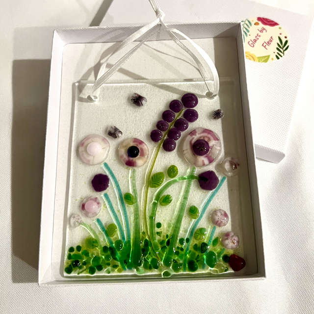 Wildflower Meadow Glass Picture Hanging