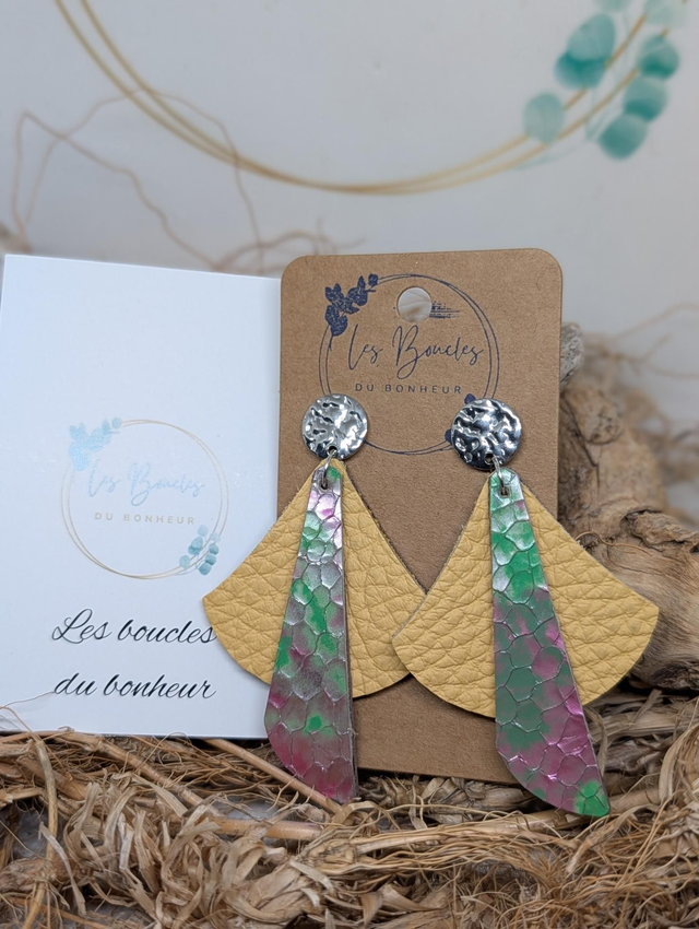 Boucles d'oreilles Georgia jaune vert ge011