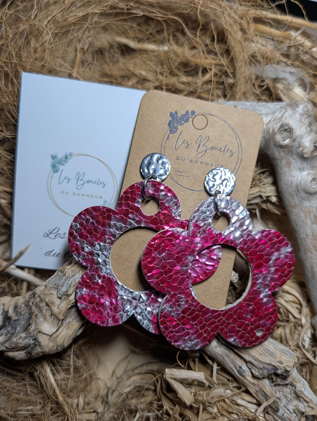 Boucles d'oreilles Sonia fushia sa002