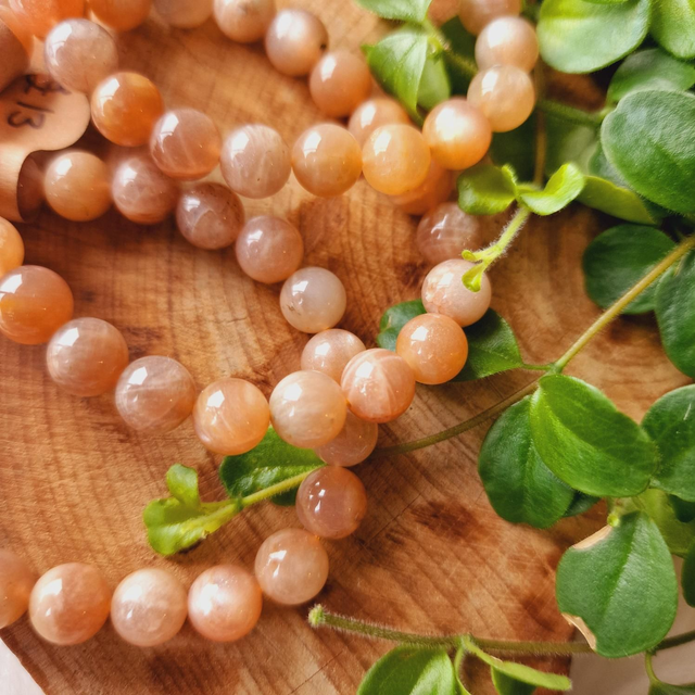 Peach Moonstone 8mm Beaded Bracelet 