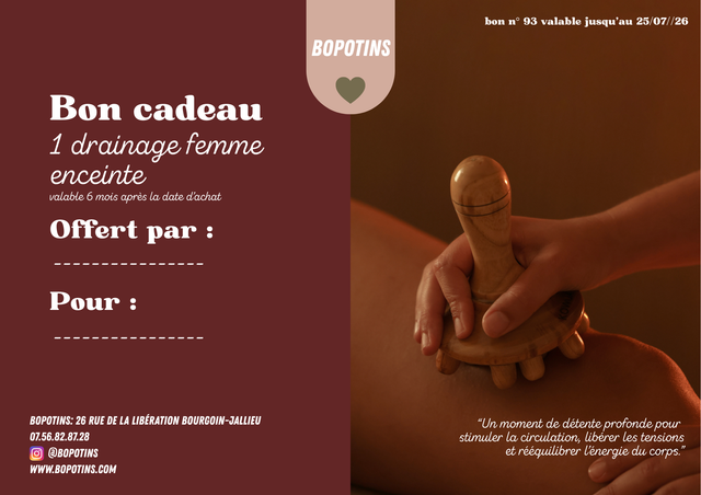 Bon cadeau Drainage Lymphatique Femme Enceinte 1H