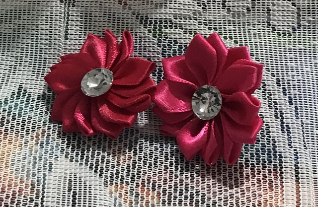Rose Pink Fabric Studs Plain - FSP17