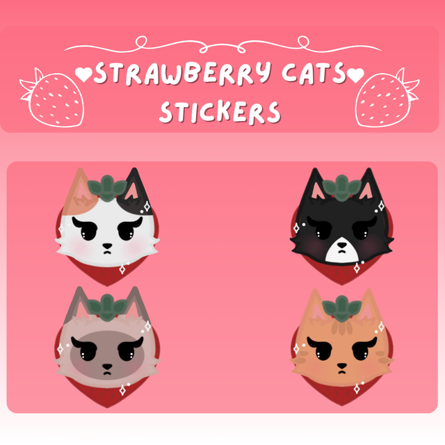 Strawberry Cat Stickers