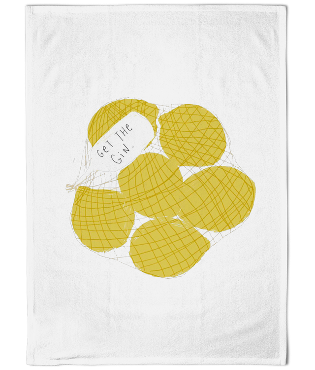 Illustrated Cotton TeaTowel - Gin