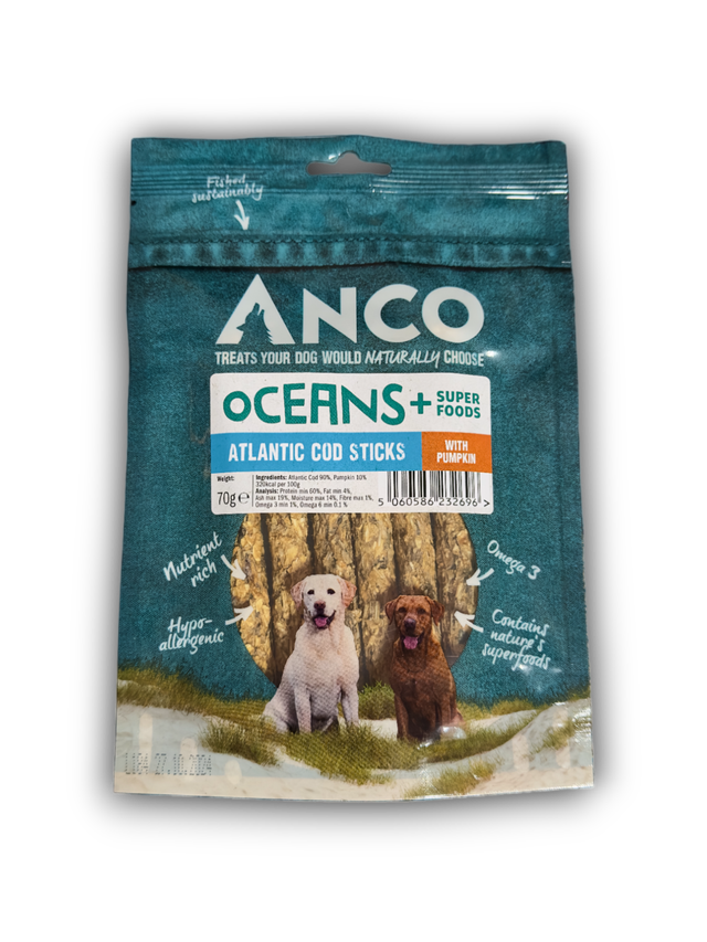 Oc+ Atlantic Cod Stick with Pumpkin 70g