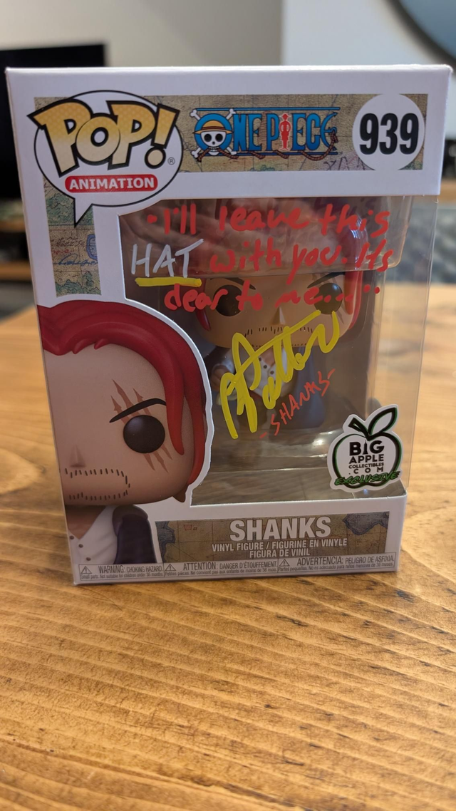 Funko Pop One Piece Shanks 939 Signed by Brandon Potter with JSA COA