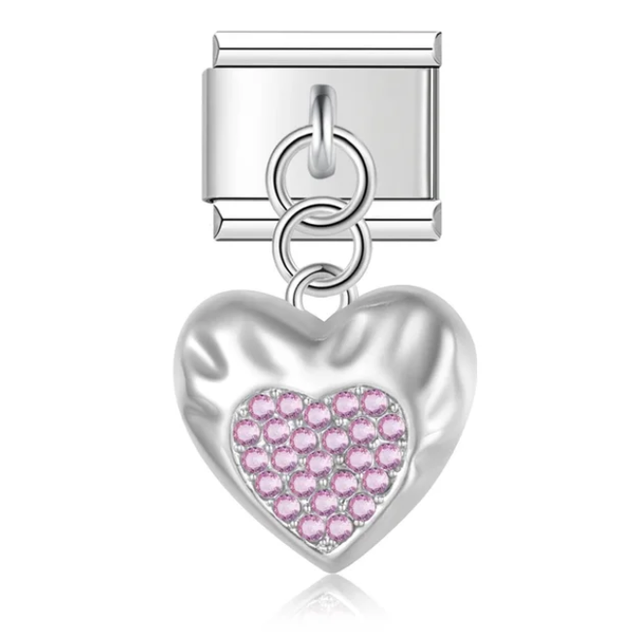 Charm Corazón colgante con brillos rosa