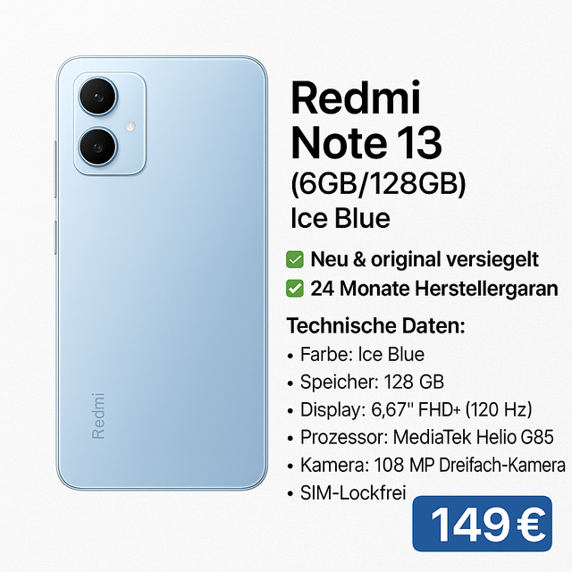 Redmi Note 13 – Ice Blue (6GB/128GB)